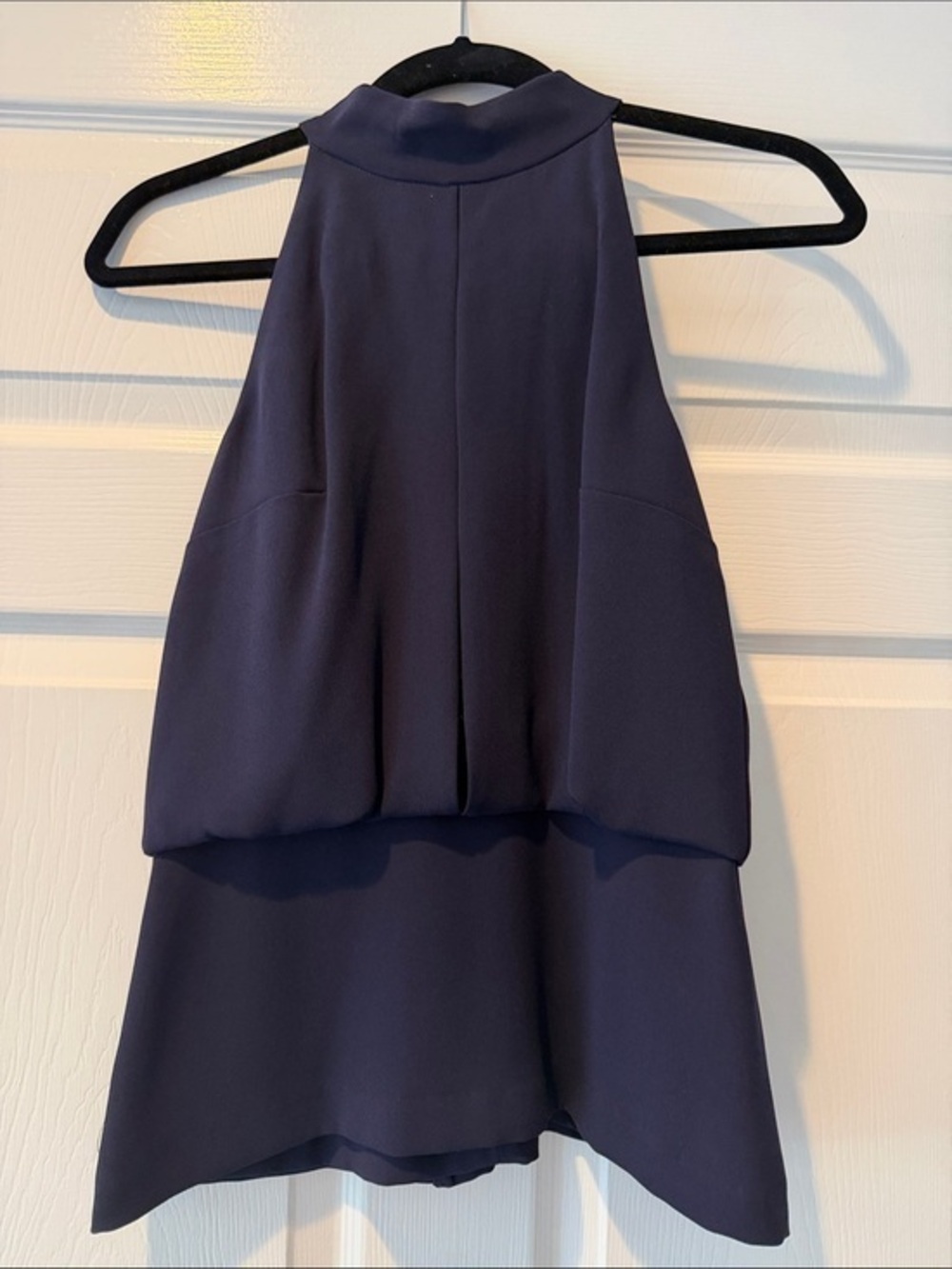 INTERMIX Dark Navy Textured Fabric Top